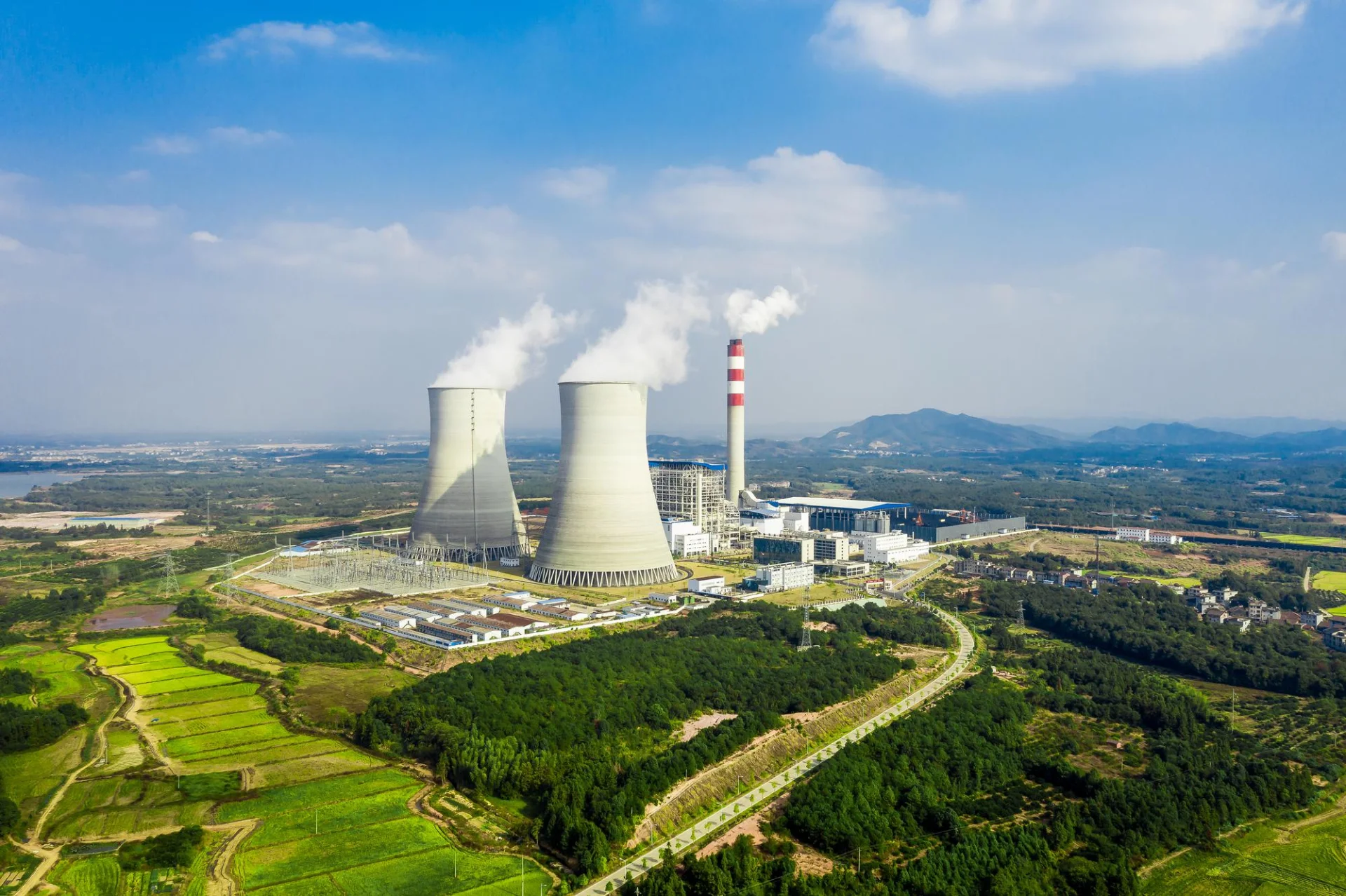 Project New nuclear source 2 aerial view modern power plant industrial landscape 1